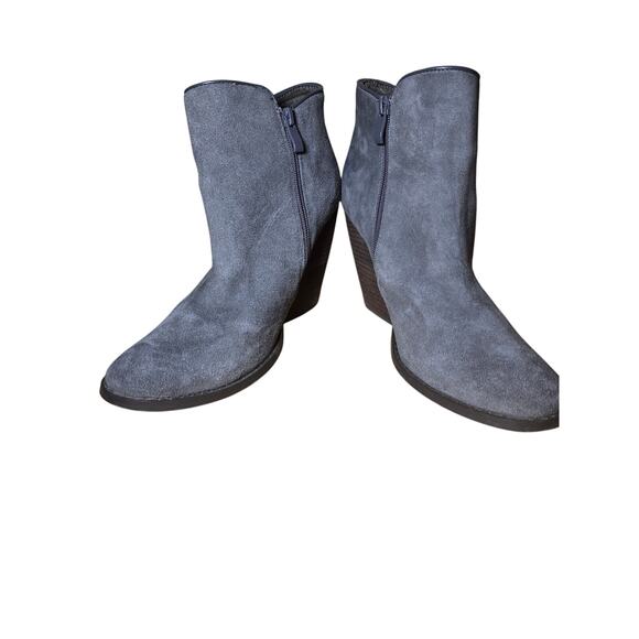 Very Volatile Womens Sz 10 Whitby Ankle Boots Gray Demi Wedge Zip Suede Leather - Picture 6 of 9